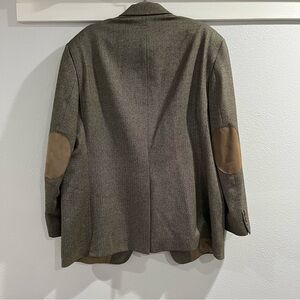 Ralph Lauren Lambs Wool Sport Coat 46R Brown Herringbone 2- Button Elbow Patches